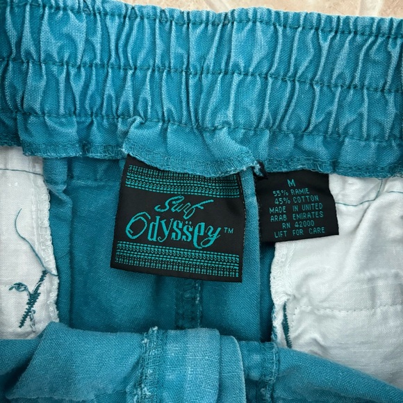 Surf Odyssey Vintage Mens Shorts Teal Cotton Sz M - Picture 2 of 5